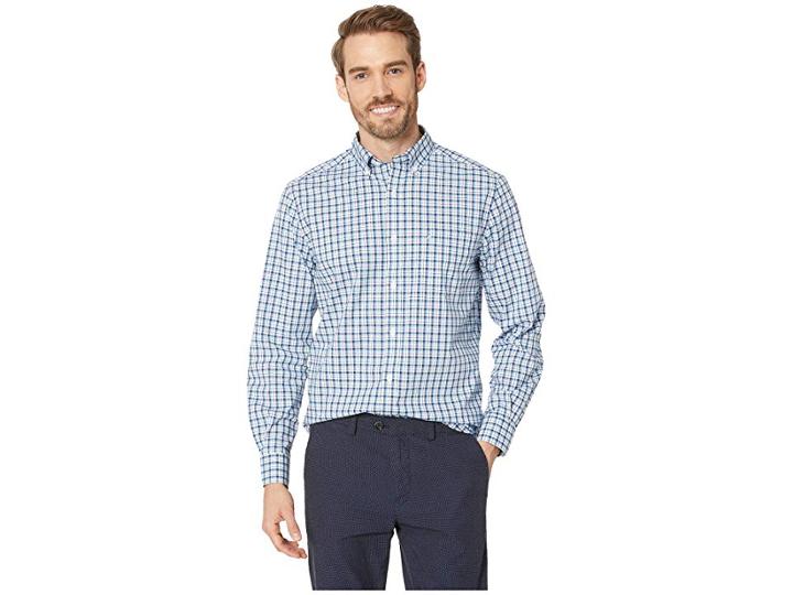 Nautica Long Sleeve Check Shirt (alaskian Blue) Men's Clothing