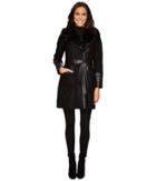 Via Spiga Mix Media Belted Coat (black) Women's Coat