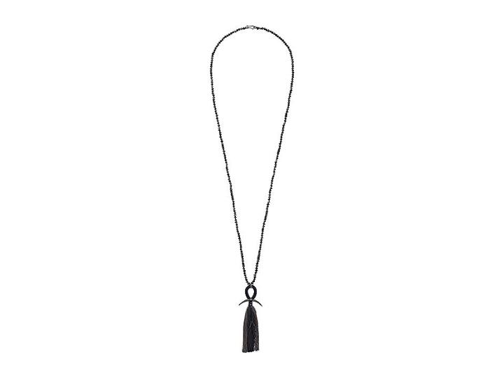 Chan Luu Black Labradorite And Horn With Tassel Necklace (black Labradorite) Necklace