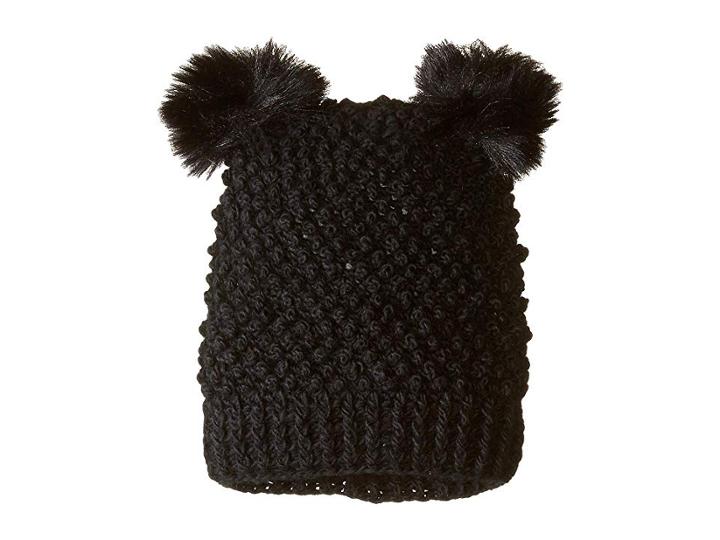 Tundra Boots Kids Double Pom Knit Hat (black) Knit Hats