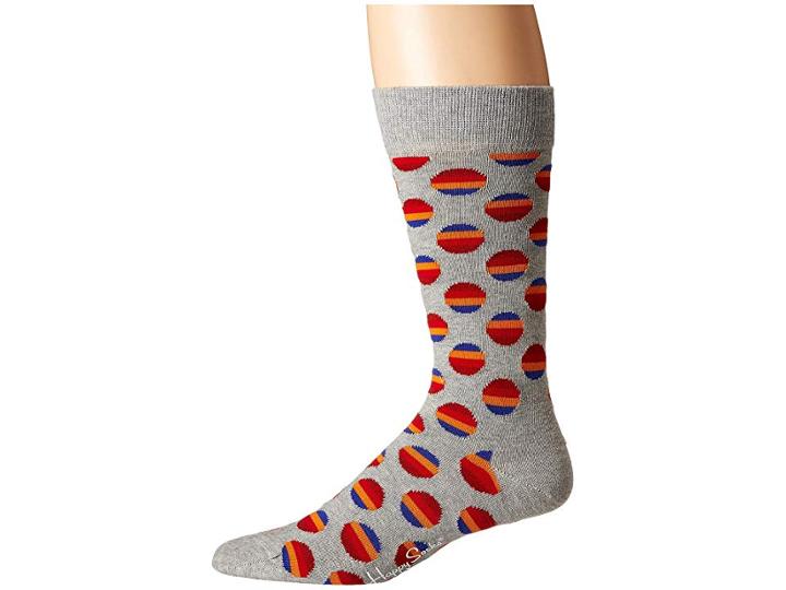 Happy Socks Sunrise Dot Sock (gray/red) Men's Crew Cut Socks Shoes