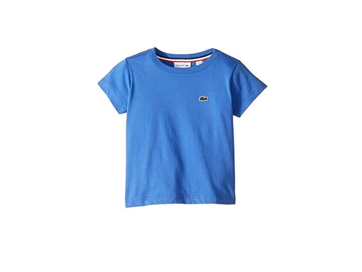 Lacoste Kids Short Sleeve Solid Crew T-shirt (toddler/little Kids/big Kids) (milos Blue) Boy's T Shirt