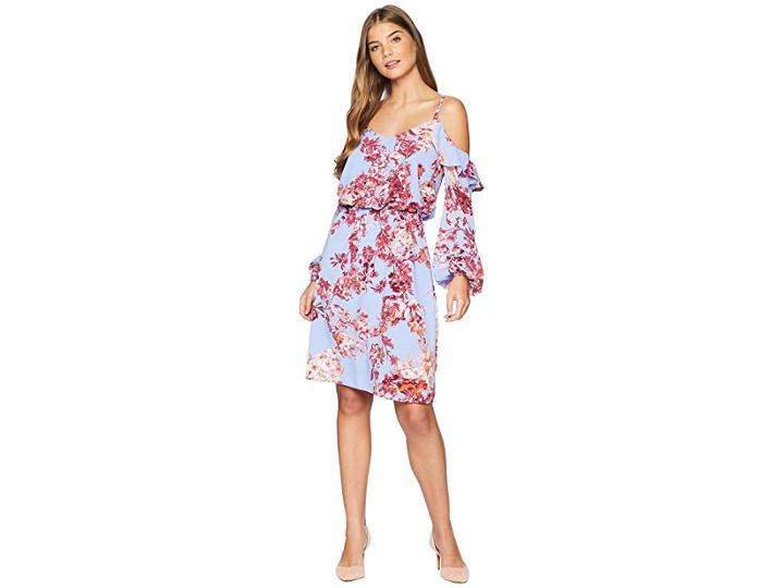 Adrianna Papell Fit And Flare Spaghetti Strap Dress (peri/multi) Women's Dress