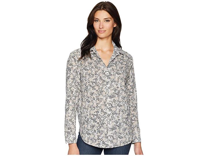 Nydj Classic Lawn Shirt (pacific Ditsy Pale Oak) Women's Clothing