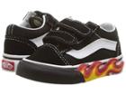Vans Kids Old Skool V (infant/toddler) ((flame Cut Out) Black/true White) Boys Shoes