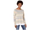 Calvin Klein Crew Neck Striped Twofer Sweater (neutral Stripe) Women's Sweater