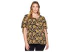 Michael Michael Kors Plus Size Sweatheart Paisley Top (black/marigold) Women's Clothing