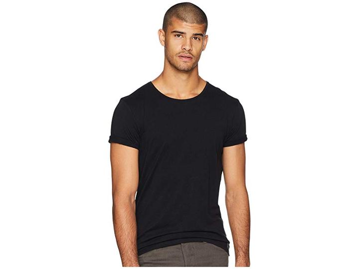 Scotch & Soda Classic Crew Neck T-shirt W/ Small Logo Print (black) Men's T Shirt