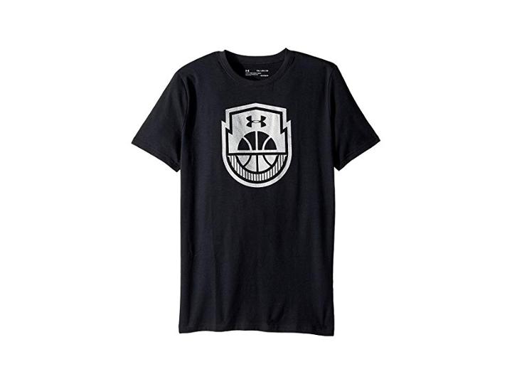 Under Armour Kids Basketball Icon Short Sleeve Tee (big Kids) (black/metallic Silver/metallic Silver) Boy's T Shirt