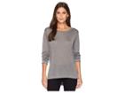 Nally & Millie Long Sleeve High-low Tunic With Side Slits (steel) Women's Blouse