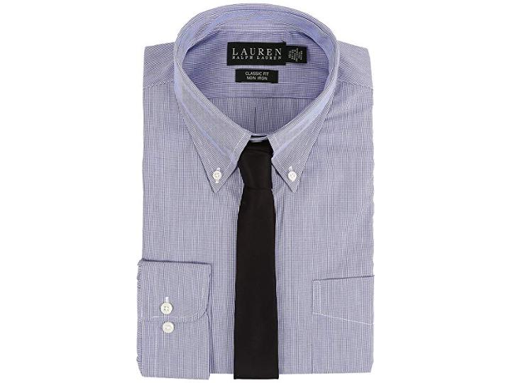 Lauren Ralph Lauren Hairline Stripe Classic Button Down Shirt (blue/white) Men's Long Sleeve Button Up