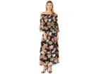 Nine West Off The Shoulder Maxi Dress W/ Self Sash (black/papaya) Women's Dress