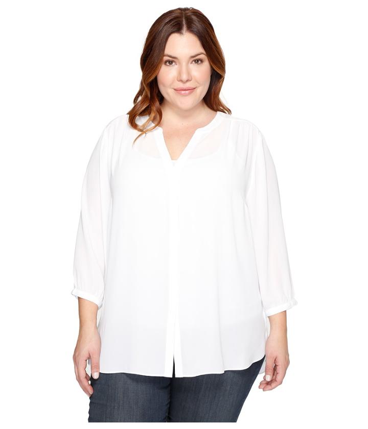 Nydj Plus Size Plus Size Pintuck Blouse (optic White) Women's Blouse