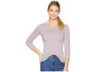Three Dots 100% Cotton Heritage Knit 3/4 Sleeve British Tee (lilac Mist) Women's Long Sleeve Pullover