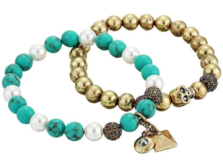 Lucky Brand Turquoise Stretch Bracelet (gold) Bracelet