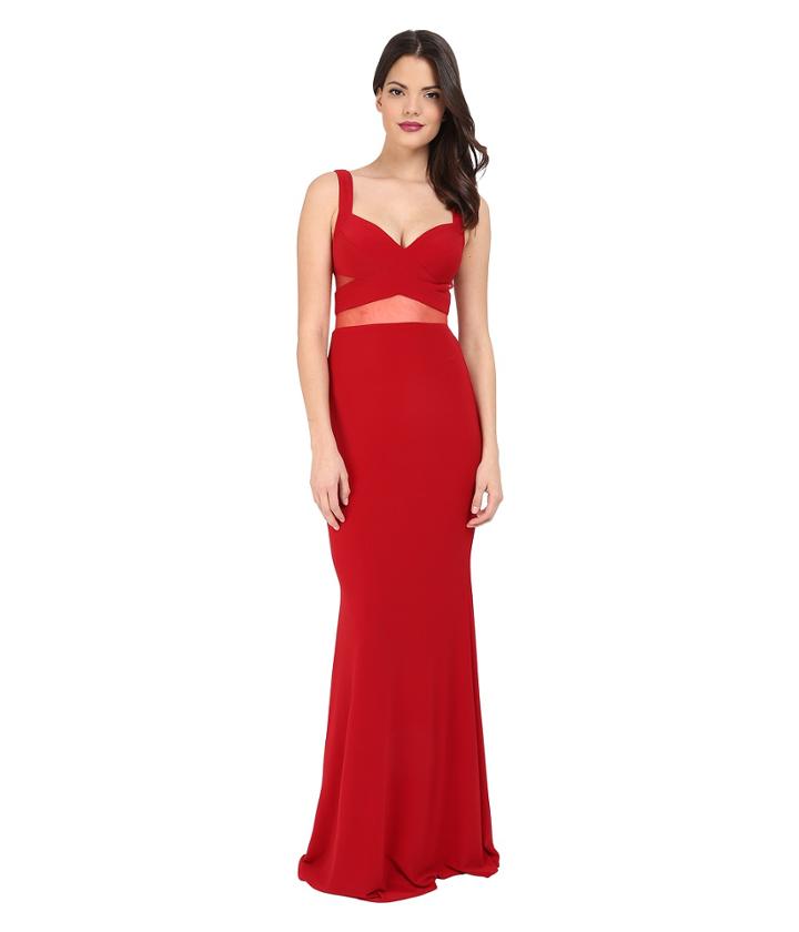 Faviana Jersey Gown W/ Illusion Cut Outs 7744 (ruby) Women's Dress