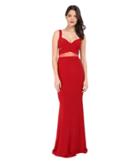 Faviana Jersey Gown W/ Illusion Cut Outs 7744 (ruby) Women's Dress