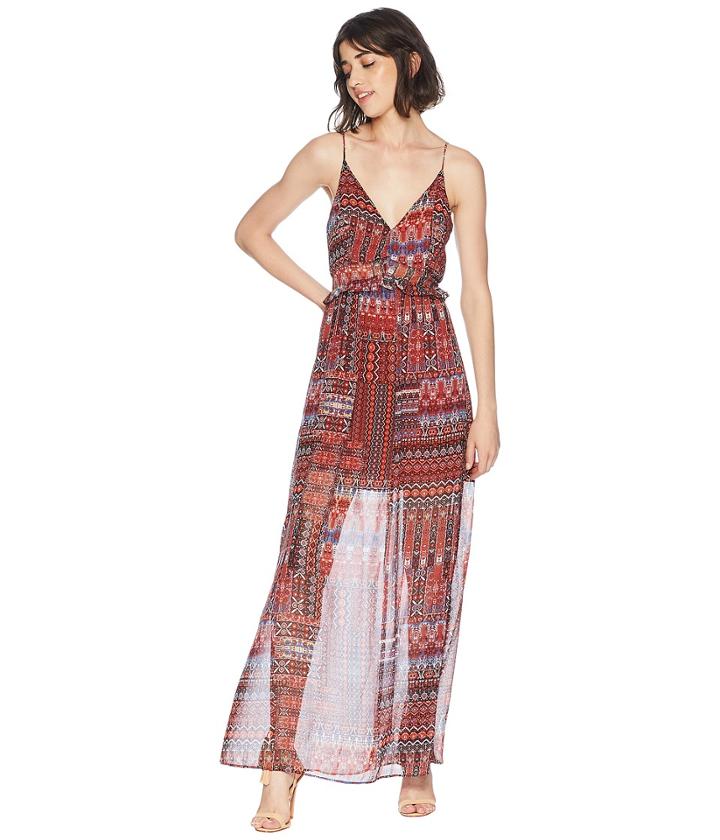 Bcbgeneration Ruffle Maxi Dress (saffron Multi) Women's Dress