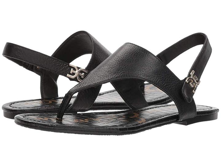 Sam Edelman Cason (black Neymar Tumble Leather) Women's Sandals