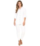 Mod-o-doc Slub Jersey Button Front Tunic Top (white) Women's Long Sleeve Pullover