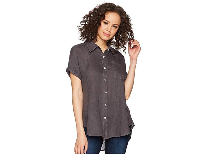 Allen Allen Short Sleeve Camp Shirt (flint) Women's Short Sleeve Button Up