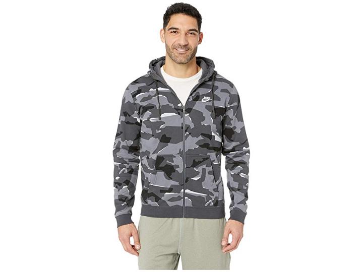 Nike Nsw Club Camo Hoodie Full Zip Bb (cool Grey/anthracite/white) Men's Sweatshirt