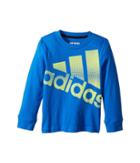Adidas Kids Future Stripe Logo Tee (toddler/little Kids) (bright Blue) Boy's T Shirt