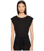 Vince Wrap Waist Top (black) Women's Short Sleeve Pullover