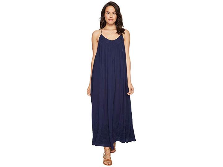 Free People Embroidered Elaine Maxi Slip (navy) Women's Dress