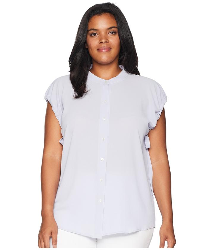 Vince Camuto Specialty Size Plus Size Drawstring Armhole Button Down Blouse (crocus Petal) Women's Blouse