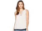 Vince Camuto Sleeveless Embroidered Neck Soft Texture Blouse (tissue Pink) Women's Clothing