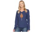 Life Is Good Set The World On Fire Crusher Vee Long Sleeve Tee (darkest Blue) Women's T Shirt