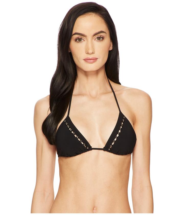Jonathan Simkhai Pearl Studded Triangle Top (black) Women's Swimwear