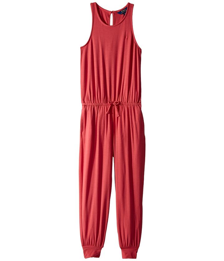 Polo Ralph Lauren Kids Stretch Cotton Romper (little Kids/big Kids) (nantucket Red) Girl's Jumpsuit & Rompers One Piece