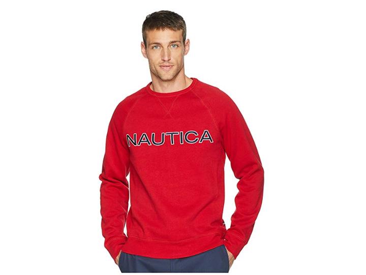 Nautica Fleece Graphic Crew (nautica Red) Men's Fleece
