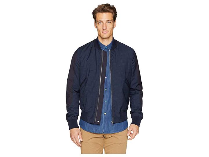 Paul Smith Check Wool Bomber Jacket (navy) Men's Coat