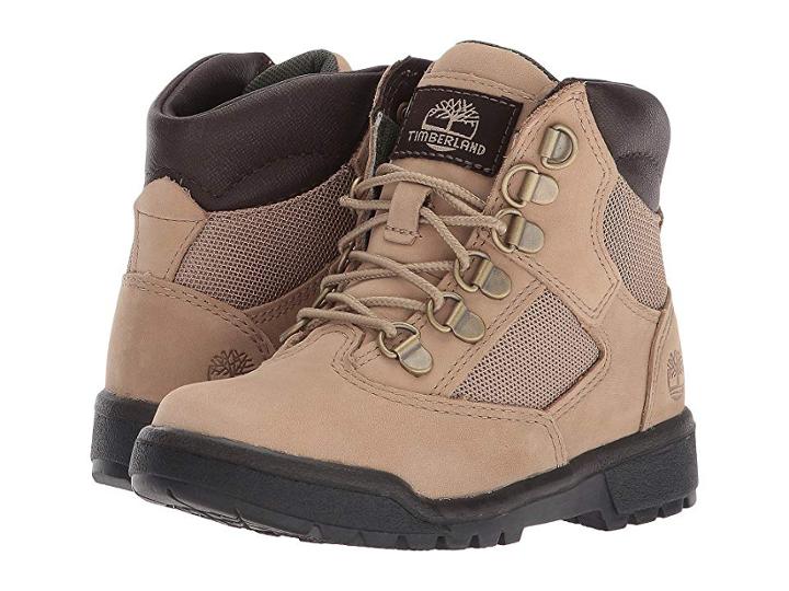 Timberland Kids 6 Inches Leather/fabric Field Boot (little Kid) (beige) Kids Shoes