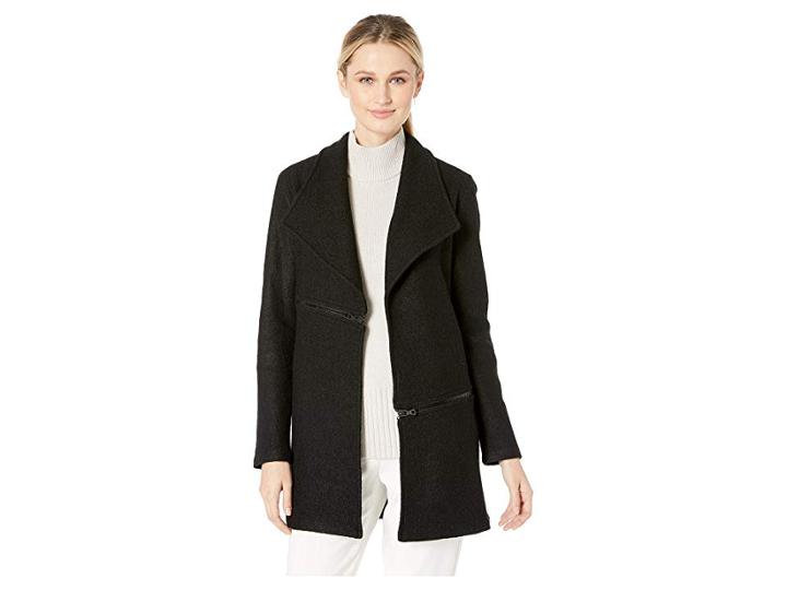 Anne Klein Wing Collar Cardi Jacket W/ Zips (anne Black) Women's Sweater