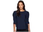 Vince Camuto Soft Pinstripe Bubble Sleeve Shell (classic Navy) Women's Clothing