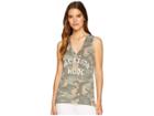 Miss Me V-neck Split Back Tank Top (camo Green) Women's Sleeveless