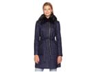 Via Spiga Belted Paisley Quilt With Faux Fur (navy) Women's Coat
