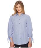 Lauren Ralph Lauren Striped Tie-sleeve Woven Shirt (blue/white) Women's T Shirt