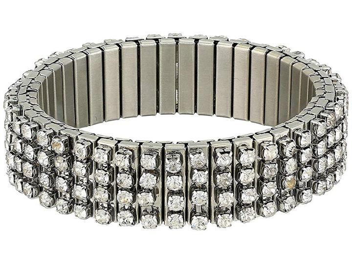 Steve Madden Rhinestone Bar Stretch Bracelet (silver) Bracelet