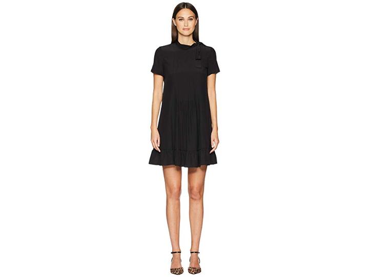 Red Valentino Silk Crepe De Chine Dress (black) Women's Dress