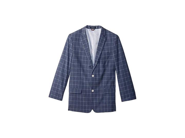 Tommy Hilfiger Kids Straited Windowpane Blazer (big Kids) (moody Blue) Boy's Jacket