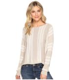 Splendid Bayside Stripe High-low Pullover (heather Oatmeal/natural) Women's Clothing