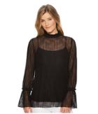 Anne Klein Black Lace Blouse With Flare Sleeves (black) Women's Clothing