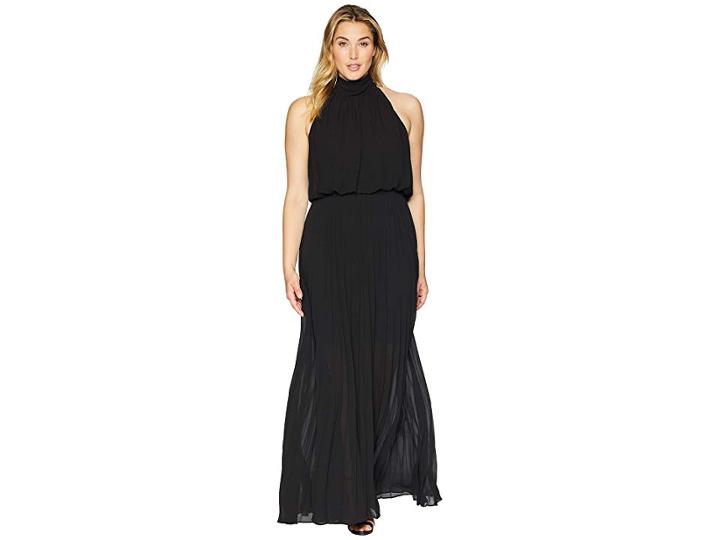 Kari Lyn Plus Size Alexandra High-neck Accordion Dress (black) Women's Dress