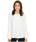 Ivanka Trump Georgette Blouse With Pleated Cuffs (vanilla) Women's Blouse