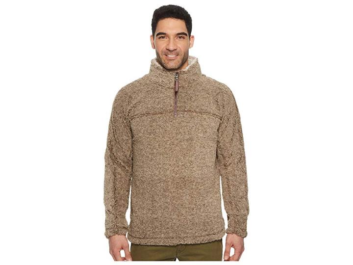 True Grit Luxe Melange Shearling 1/4 Zip Pullover (brown) Men's Clothing